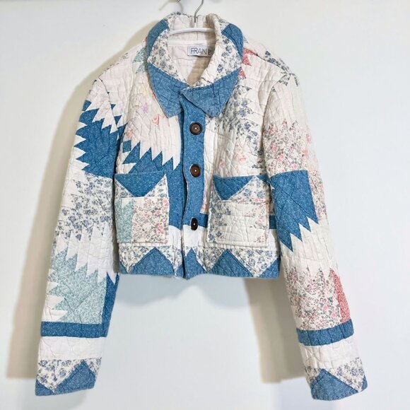 Handmade Jackets & Blazers - Vintage Quilt Cropped Jacket